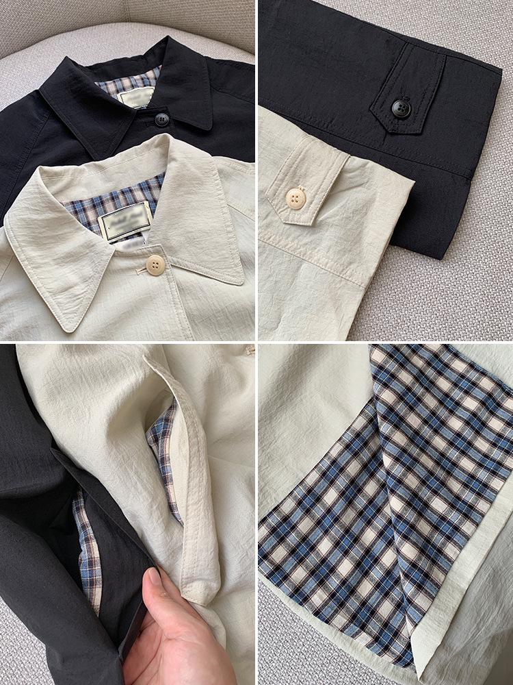 Einfarbiger mittellanger einreihiger Damen-Trenchcoat im koreanischen Stil - Lässige, vielseitige und figurbetonende Oberbekleidung