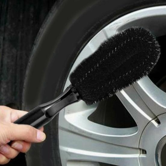 Car Tire Cleaning Brush Angled Spoke Brush Round Wheel Brush for Rim Wheel Cleaning Soft Bristles Non-Scratch Ergonomic Handle Automotive Cleaning