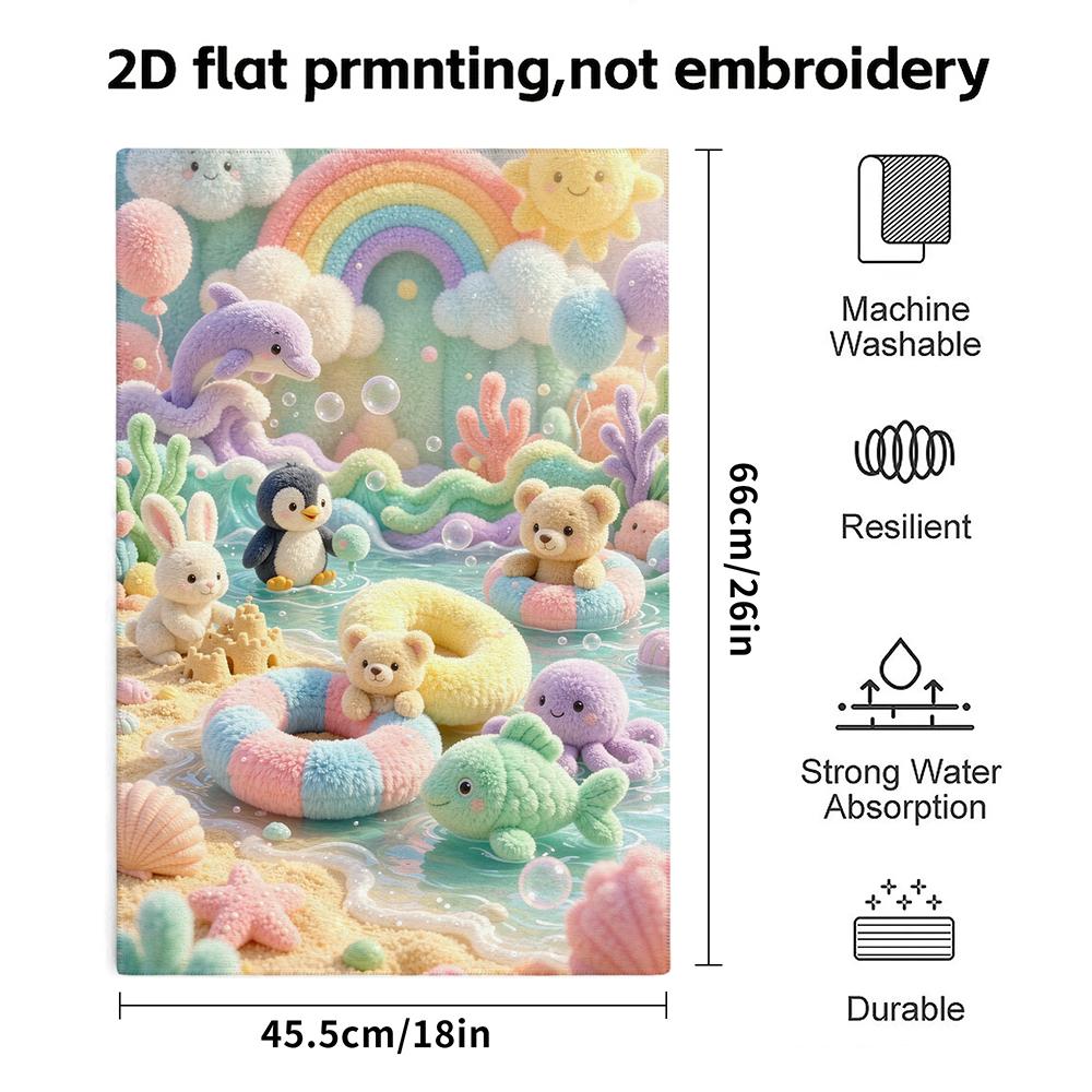 Beach Party Cute Plush Animal Print Towel, Soft Absorbent Bath Towel for Kids