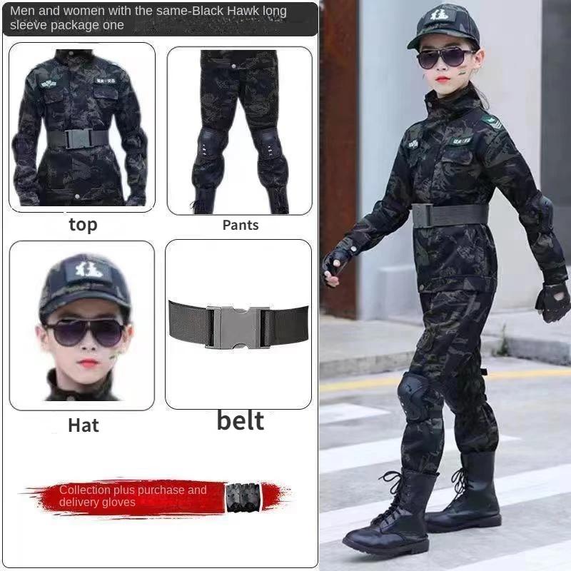 Children's Special Forces Combat Uniform New Camouflage Training Suit Black Eagle Camouflage Suit Performance Suit