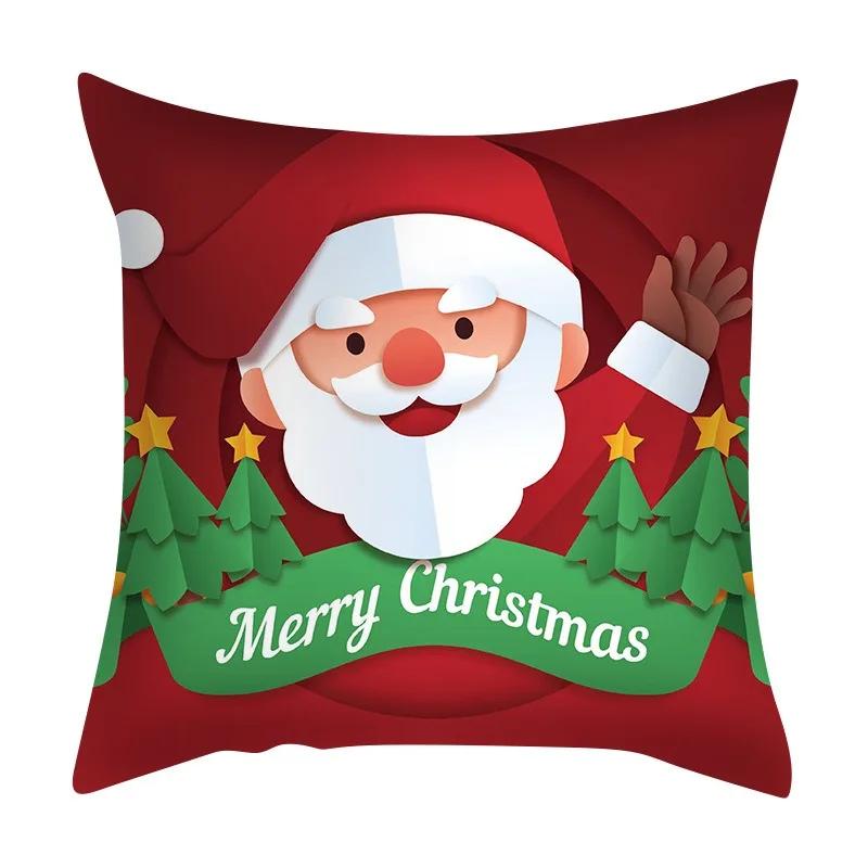 Christmas Set Luxury Home Decor Santa Claus Pattern Fashion Pillow Office Seat Cushion Cover
