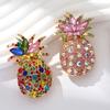 Women Brooch Dazzling Rhinestones Inlaid 3D Pineapple Design Brooch Suit Lapel Sweater