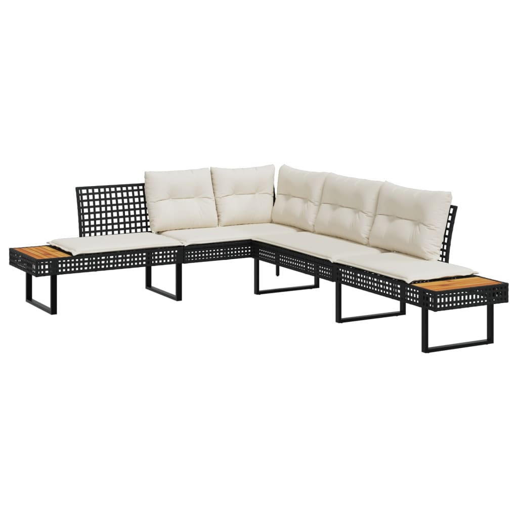 2 Piece Outdoor Sofa Set with Cushions Black PE Rattan
