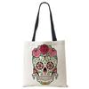 Abstract Art Skull Horror Print Shopping Bags Women Folding Reusable Customize Tote Shoulder Bag Canvas Groceries Handbags 2022 CLE