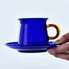 Retro 220ml  Classic Simple Glass Tea Cup  Saucer Set Coffee Cup Set  Colorful Heat Resistant Drink Ware