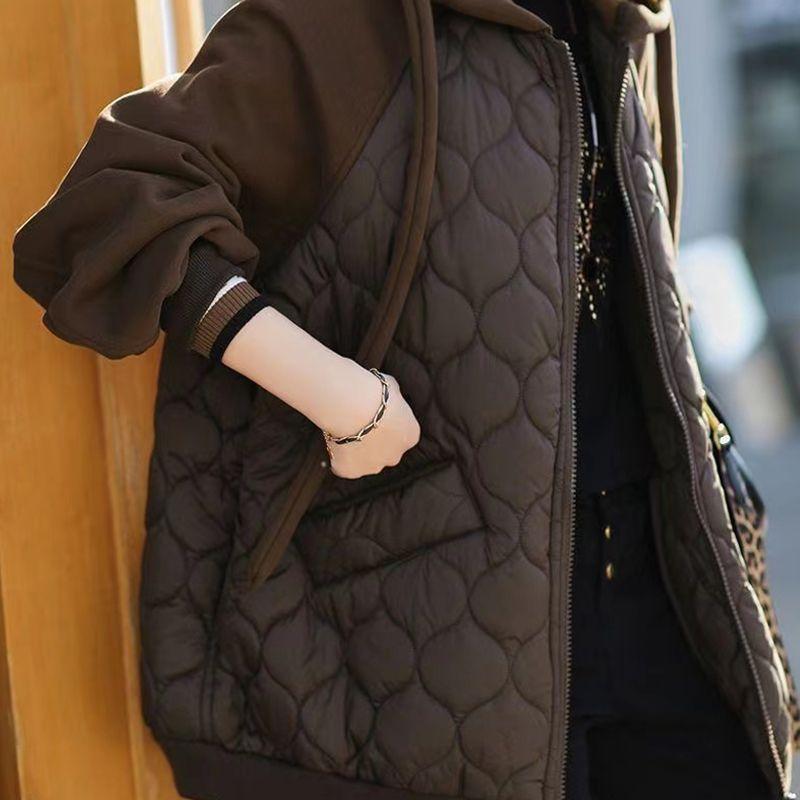 

Женское хлопковое пальто с капюшоном, толстая теплая стеганая куртка, женское свободное пальто с хлопковой подкладкой, стеганая парка XXXL кофейный