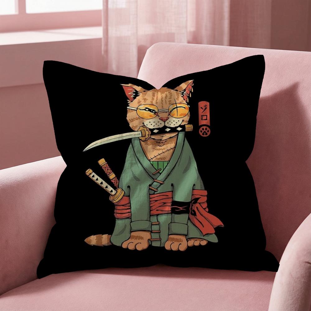 Japanese Style Cat Cushion Cover Multi-Scene Pillow Cover for Home & Car - Reversible, Soft & Durable for Daily Use