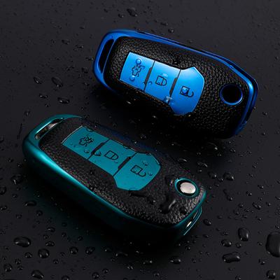 TPU Leather Car Flip Key Cover Case Bag Holder Keychain for Ford Fusion Fiesta Escort Mondeo Everest Ranger