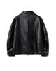 Misekiseoul Men Double Pocket Leather Jacket Black