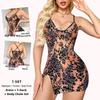 Sexy See-Through Nightgown Set: Jacquard Camisole with Thong and Metal Body Chain