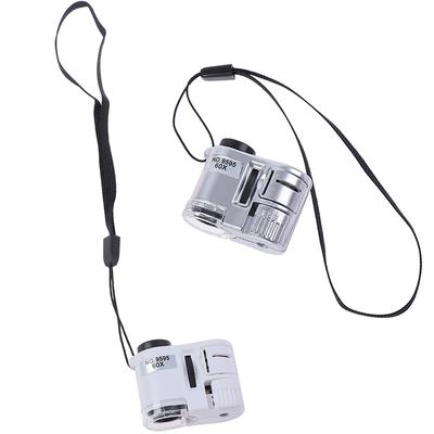 60X Mini Magnifier Microscope With Led Light Jewelry Jeweler Currency Dectector