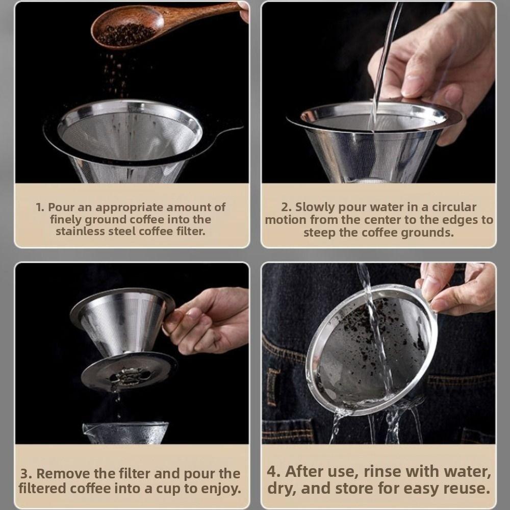 Paper Free Stainless Steel Coffee Dripper Hand Dripping Coffee Maker  Specialty Coffee