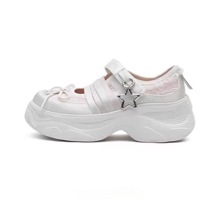 

Horse speed fashion bow breathable mesh Mary Jane single shoes women s small height increase casual sports sandals 40 светло-розовый