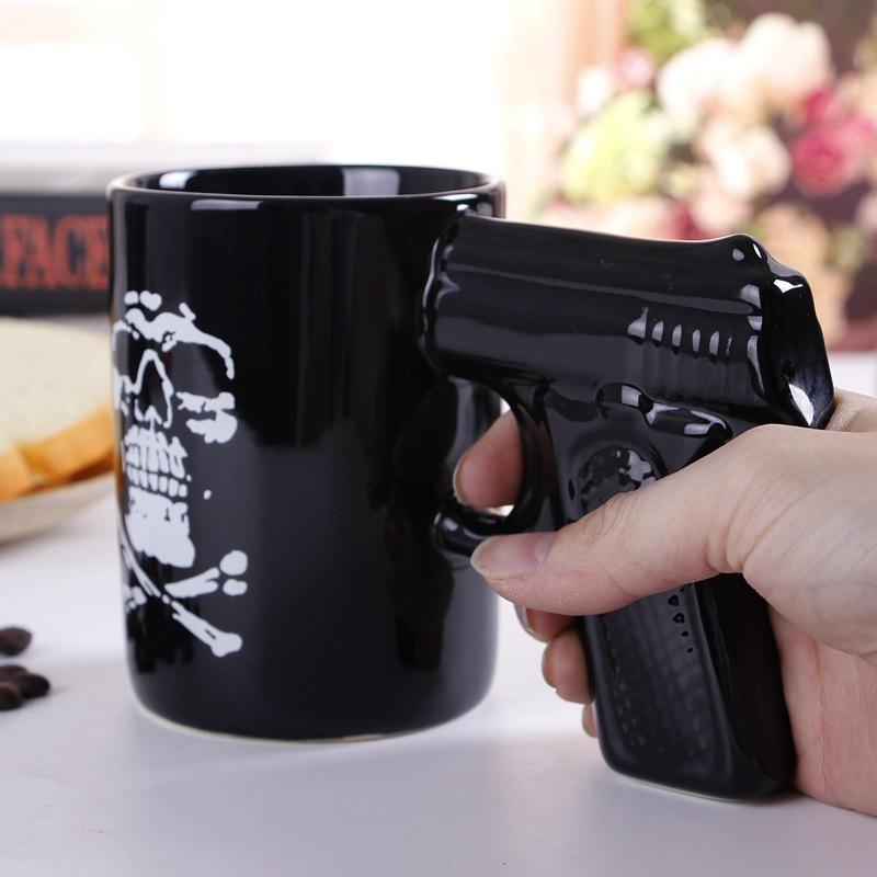 Skull Gun Water Cup Creative Combination Pistol Ceramic Cup Desert Eagle Mug Revolver Coffee Mug