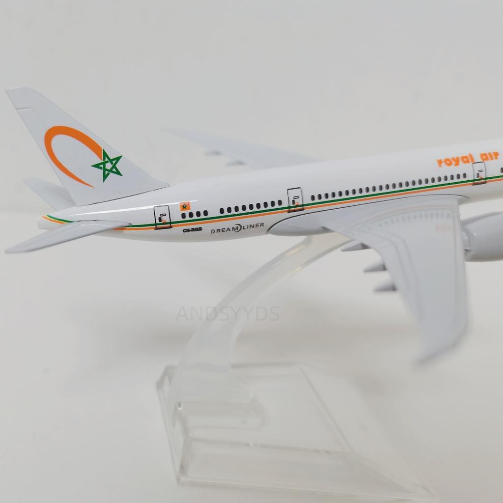1/400 Scale Metal Alloy 16cm B787 Aircraft Royal Maroc Airways Airplane Model With Base Display Decor Plane Aviation Gift