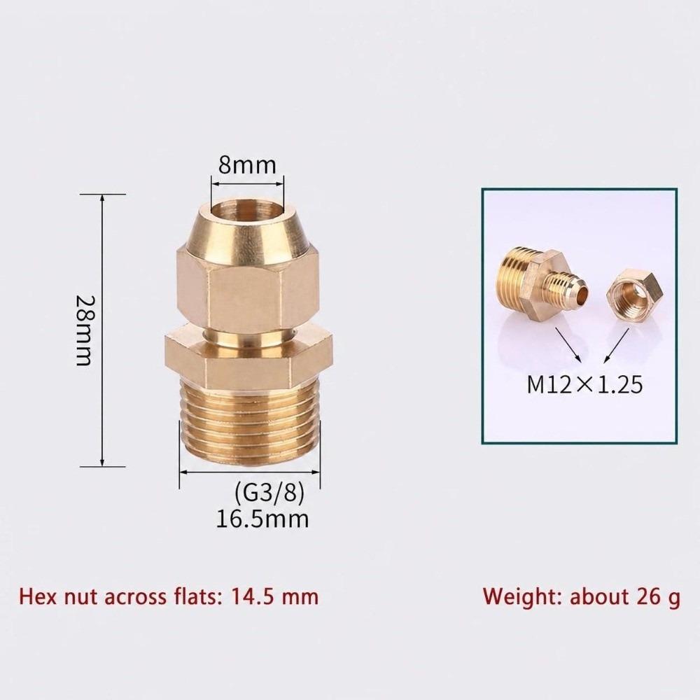 Brass Flare Adapter 1/4" 3/8" 1/2" Male Thread Male Thread Connector  Refrigerant Line Connection
