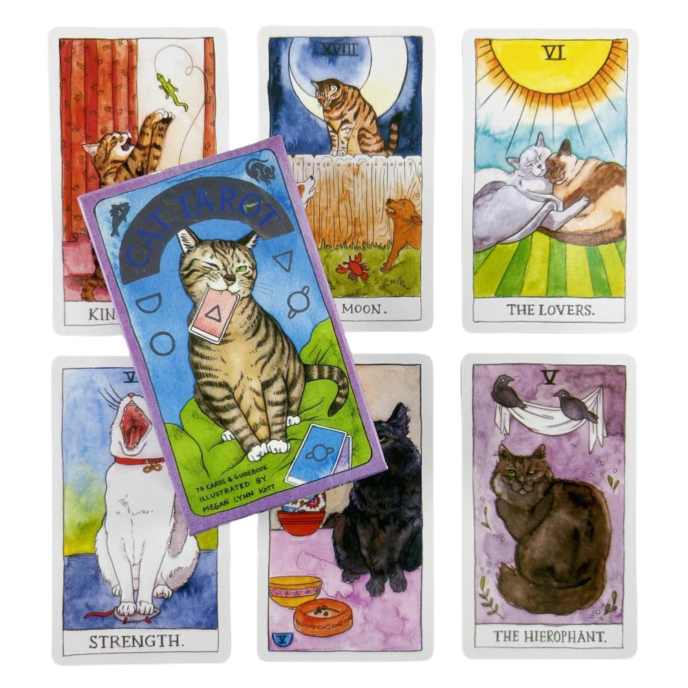 Kawaii Cat Tarot Cards Magic Full English Read Fate Deck Board Game Family Playing Birthday Gift Pink Cute Lovely Cat Oracle