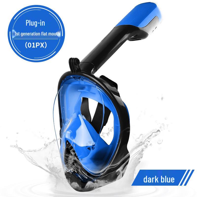 

Adult Snorkeling Diving Mask: First Gen Foldable Anti-Choking Swim Aid Small/Medium темно-синього кольору