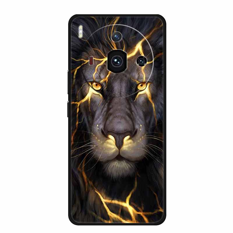 For Iphon 14 Luxury Phone Case Apple Iphone14 Pro Pro Max Plus Black TPU Soft Cover Silicone Shield Animal Lions Tiger Bunper