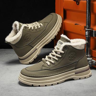 Heren Winterlaarzen met Pluche Dikke Zool Mode en Warm Wandelschoenen Platte Bodem Nieuw2024 Casual Zwarte Denim Schoenen