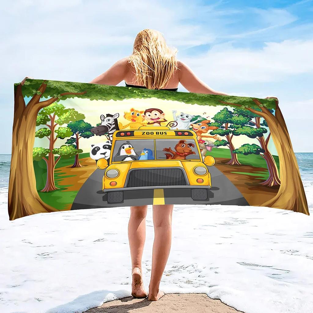 Funny Zoo Microfiber Beach Towels Oversized Super Soft Bath Towels Quick Dry Sand Free Water Absorbent Towel for Kids Boys Girls