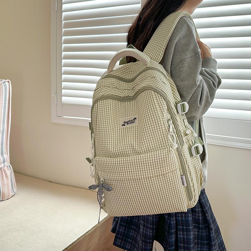 Japanese Plaid Fashion Simple Harajuku Versatile Schoolbag Junior High School Student Backpack Male