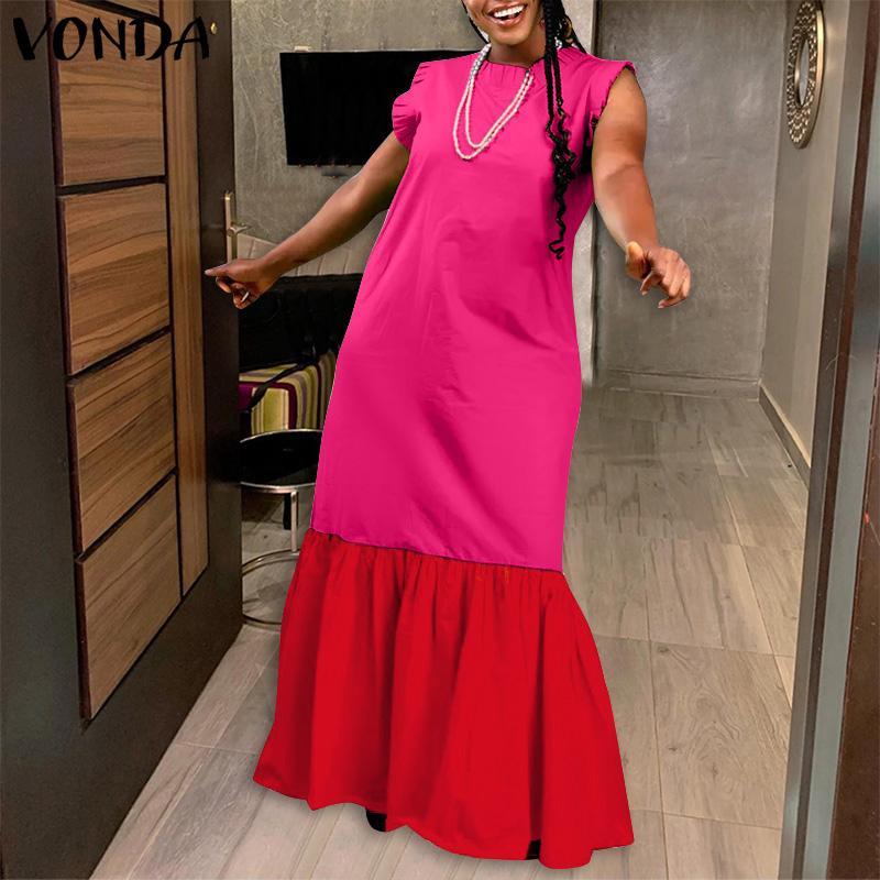 

VONDA женское длинное платье без рукавов, летнее лоскутное цветное платье