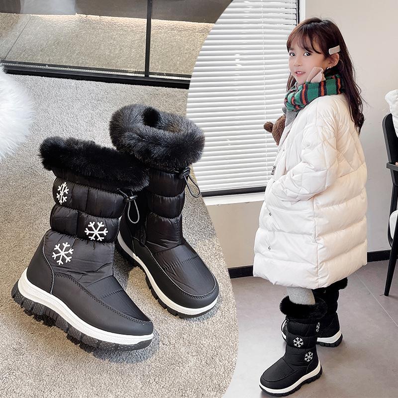 

Детские зимние теплые флисовые сапоги для девочек, маленькие, средние и большие размеры 36 чёрный