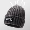 Streetwear LUCK Pullover Hat Soft Plush Woolen Hat Versatile Brimless Beanie Cap  Girls