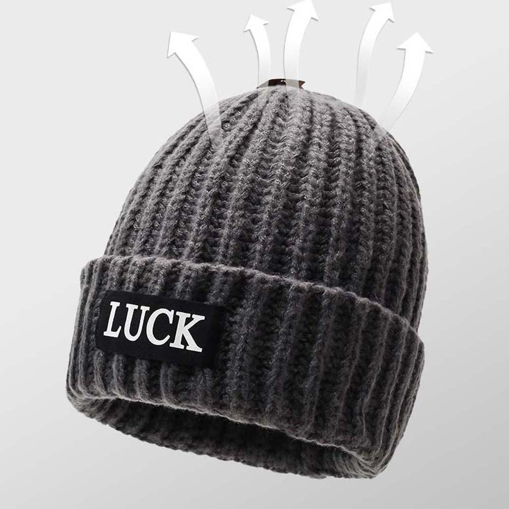 Streetwear LUCK Pullover Hat Soft Plush Woolen Hat Versatile Brimless Beanie Cap  Girls