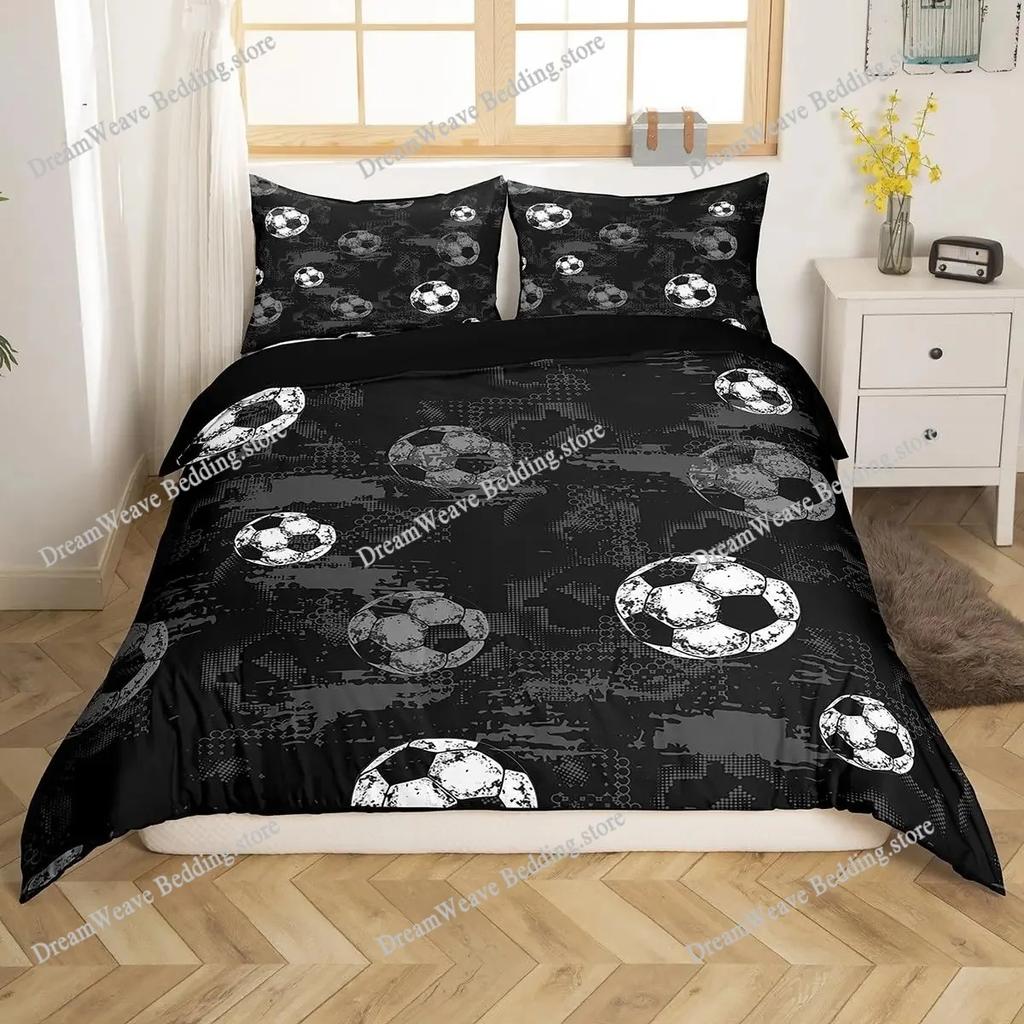 Cartoon Soccer Duvet Cover Set Printed Football Bedding Sets for Kids Boys Girls Bedroom Decor Sports Theme Comforter Cover Set9
