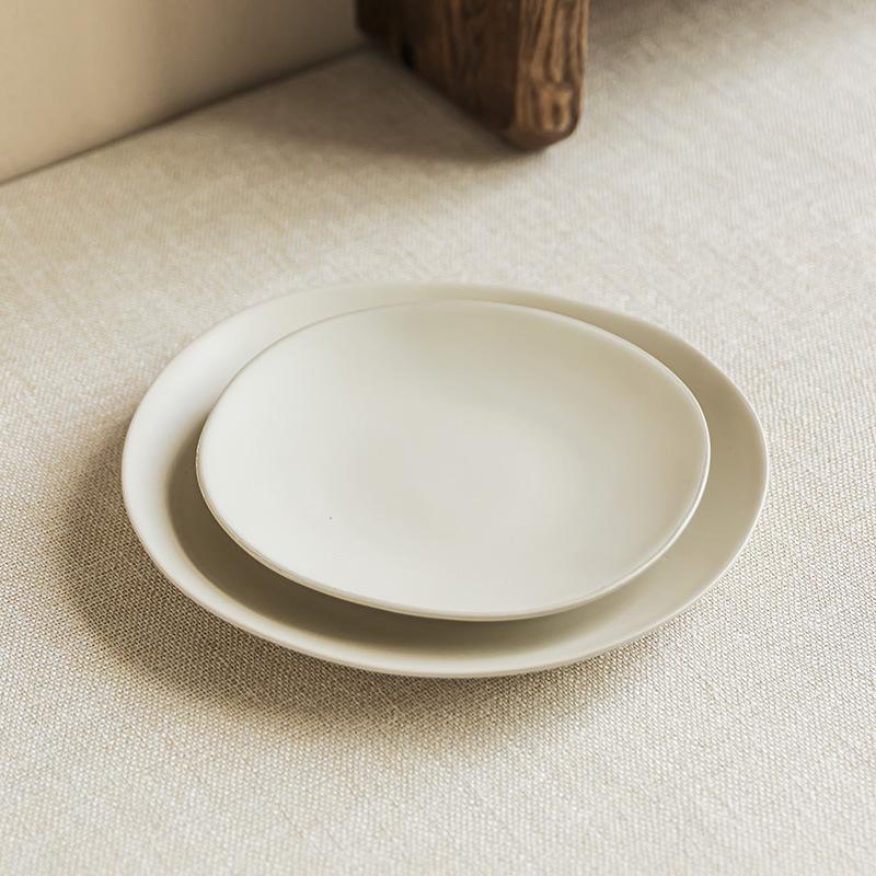 Solid Color Matte Ceramic Plate Minimalist Style Large Plate Household Vegetable Plate Salad Plate Restaurant Western Food Plate Tableware Plate