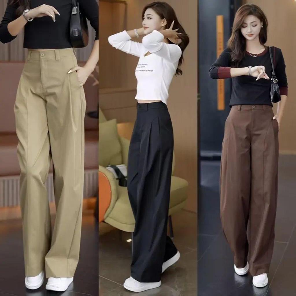 Trendy High Waist Cargo Pants - Wide Leg, Loose, Slimming Fit for Spring & Autumn
