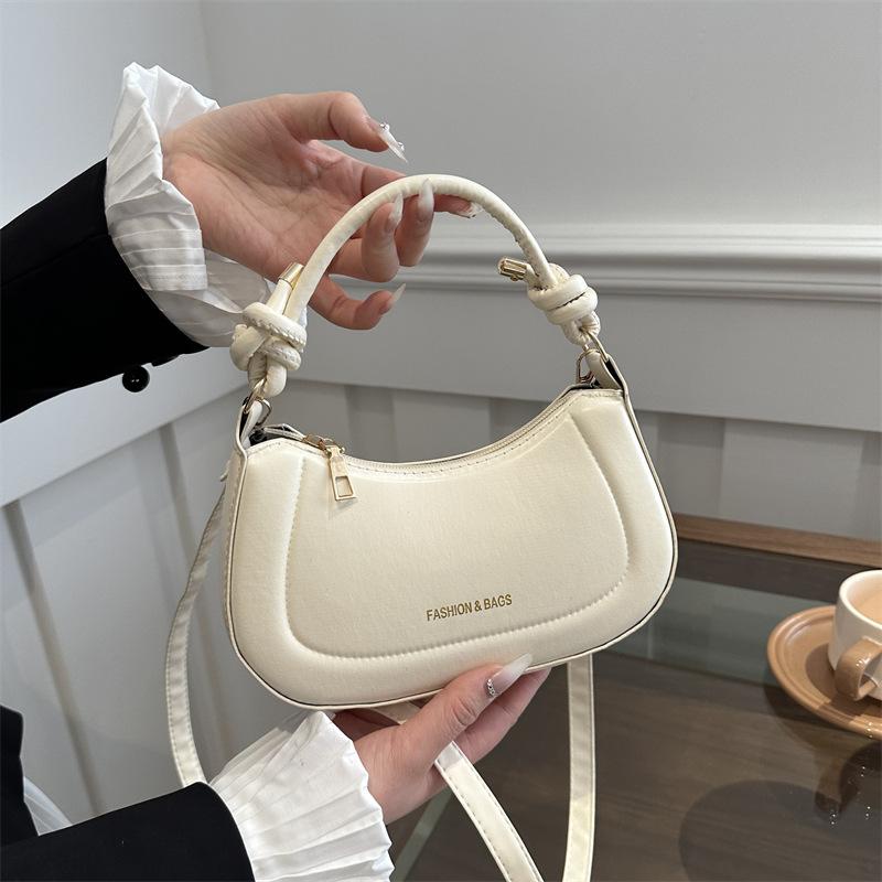 Solid color texture simple shoulder messenger bag women's 2025 spring new versatile ins casual bag foreign style women's bag