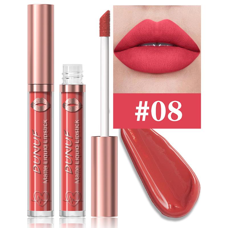DUNUF 18 Farben Mattes Samt-Lippenstift Wasserdicht Langanhaltend Nude Matt Lipgloss Klar Feuchtigkeitsspendendes Lippenöl für Damen Make-up