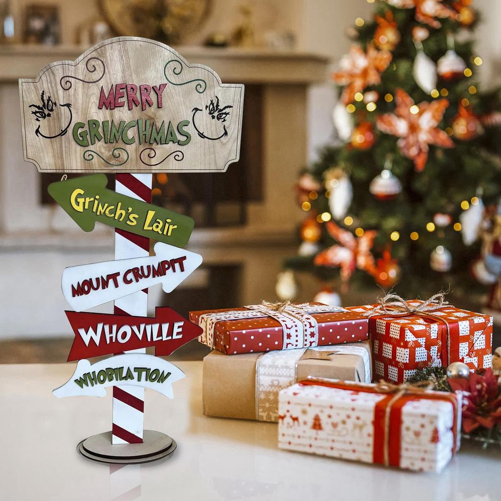 Vánoční Dřevěná Dekorace Roztomilá Dekorace Vánoční Kreslená Postavička Stojící Bloky Sada Stolní Středový Kousek Znamení Sváteční Patrový