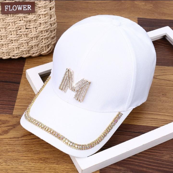 

Spring and Autumn Hat Women s Baseball Cap Premium Diamond Inlaid Letter Face Small Peaked Cap Casual Versatile Trend average size