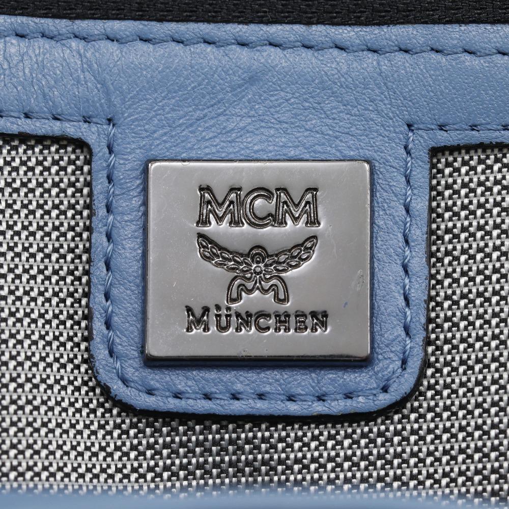 MCM Stark Backpack Daypack Logogram studs light blue leather Women Used