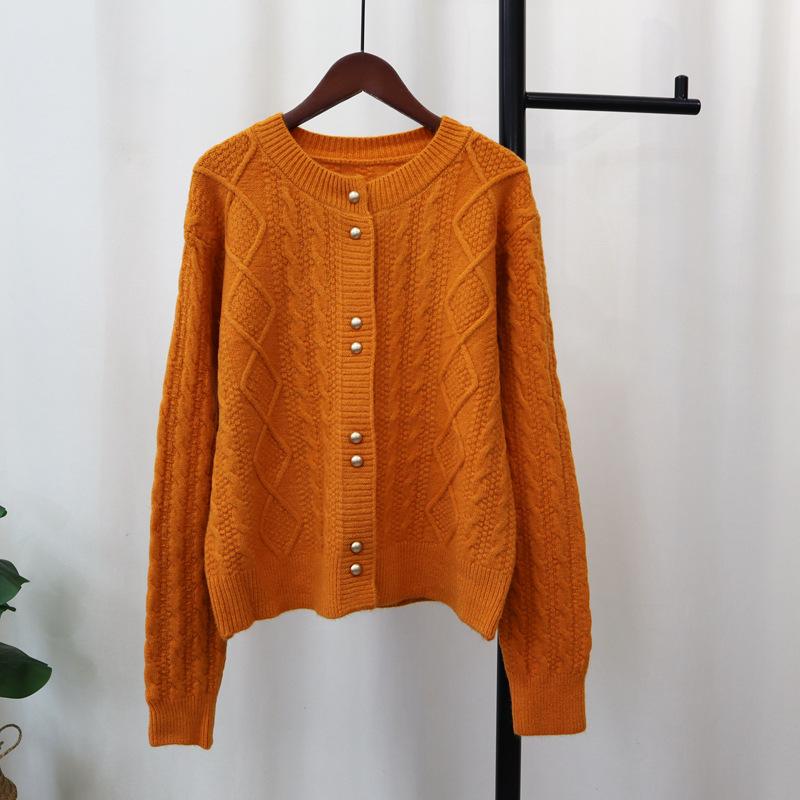 Retro Twist Gentle Wind Knitted Cardigan Autumn and Winter New Design Sense Loose Soft Waxy Sweater Jacket Women