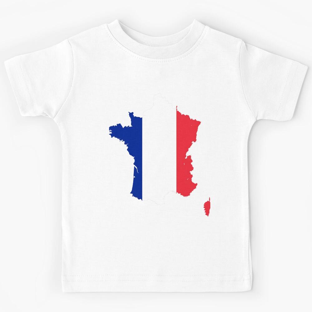 Outline of France With Equal Blue White Red Vertical Plates Kids T-Shirt 150