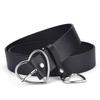 Fashionable Creative Women's Harajuku Heart-Shaped Buckle Belt with Detachable Pink Heart Pendant and Black Pu Strap
