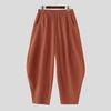 INCERUN Men Elastic Waist Cotton Linen Casual Solid Color Drop-crotch Pants Lantern Trousers