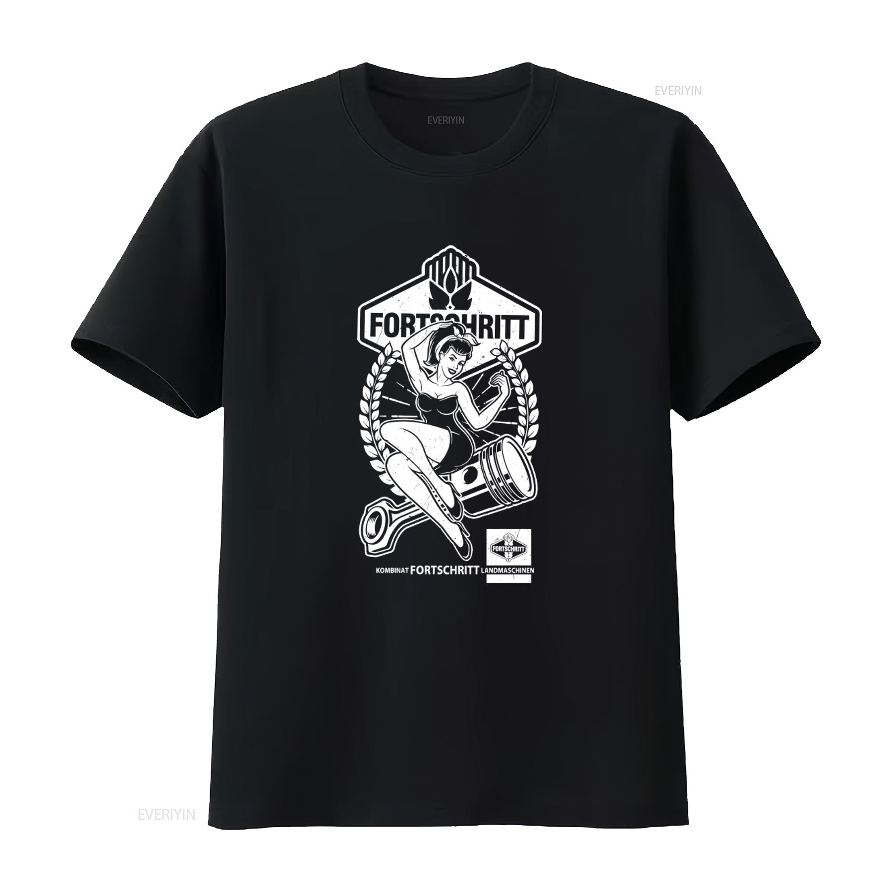 

Fortschritt Pin Up Girl T Shirt Retro Style for American Tractor Enthusiasts vintage Washed Unisex Stylish streetwear 4XL