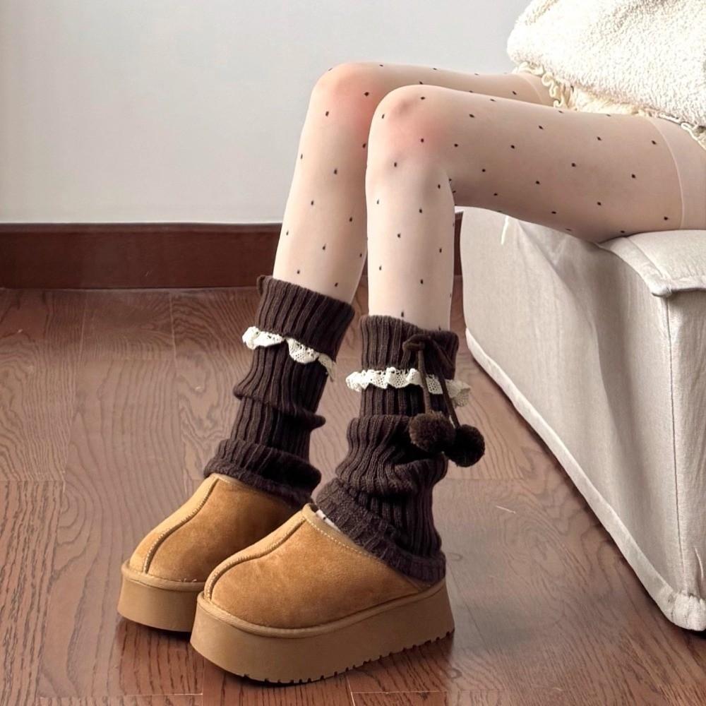 1 Pair Stretchy Fit Women's Leg Warmer Thickened Knit Knit Leg Sleeve  Jk Uniform Lolita Outfit