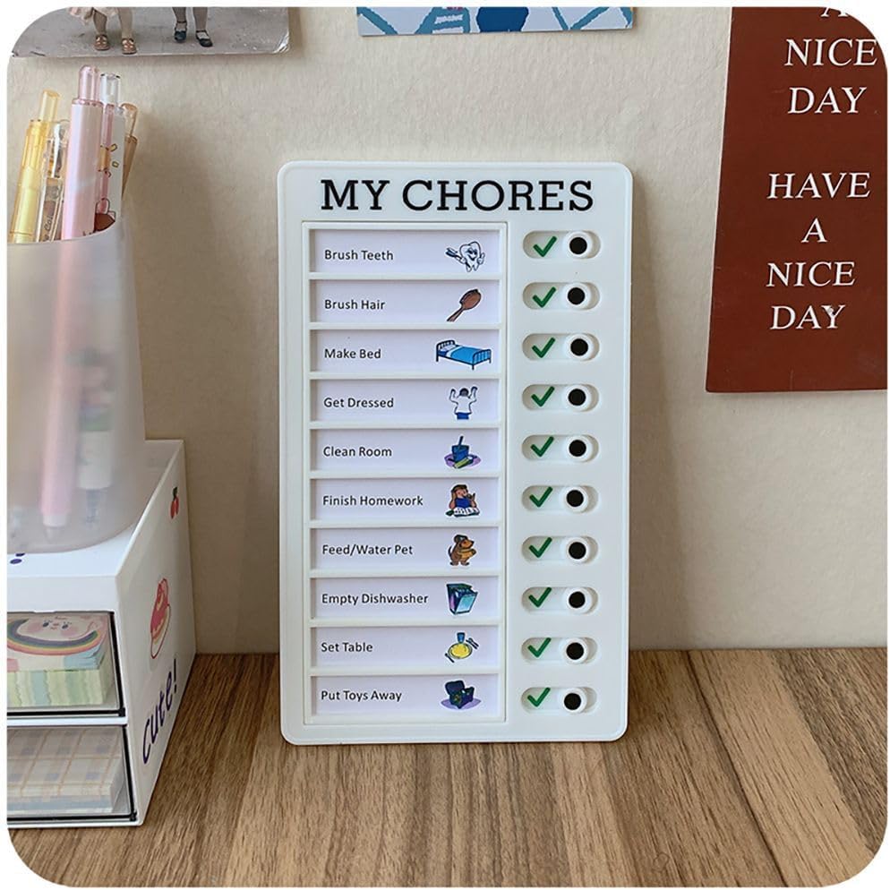 2 Pcs Chore Chart for Adults to do List My Chores Checklist Task Board Sliding Routine Chart for Kids, Memo Boards Slider Schedule DIY Detachable