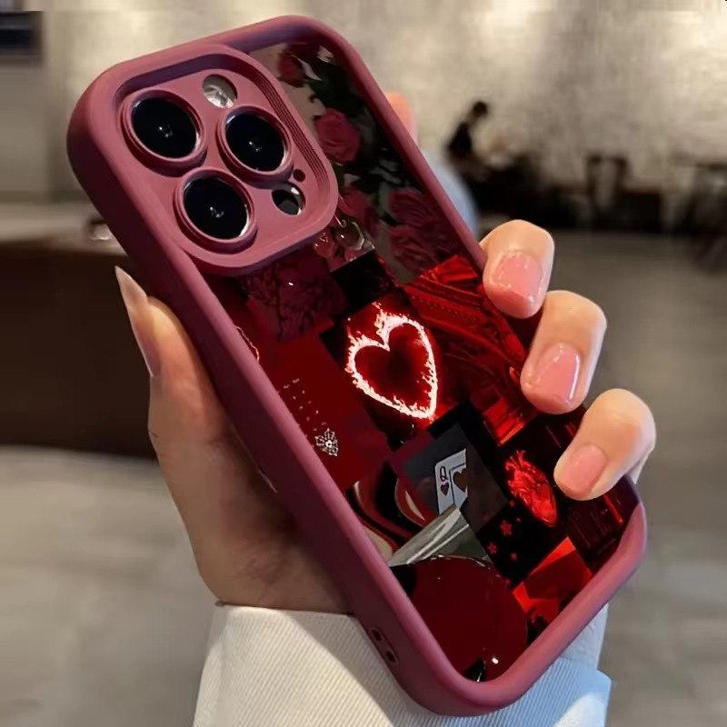Case For iPhone 16 Cases iPhone 15 Pro Max Case Stylish Red Scenery Case For iPhone 12 14 11 13 Pro Max XS XR 7 8 Plus SE3 Cover