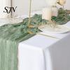 Rustic Wedding Table Decor Cheesecloth Runner, Boho 35 x 118 Inches Soft Gauze Runner for Parties Solid Color Wrinkled Party Bridal Shower Elegant