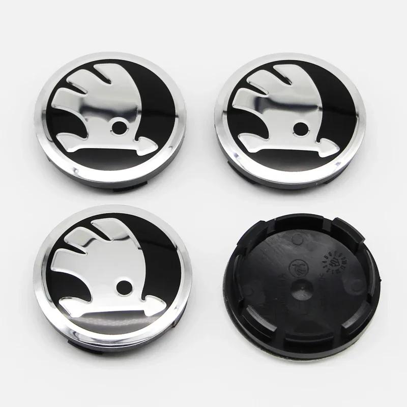 Autocolant Auto Nou 2025 4 Bucăți 56mm Capace Centru Roată Autocolant Domed din Aluminiu Logo Insignă din Aliaj Pentru Skoda Rapid Octavia A5 RS Kodiaq Fa