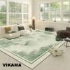 Sage Green Minimalist Bordered Area Rug, Soft Non-Slip Floor Carpet for Living Room, Bedroom  Modern Home