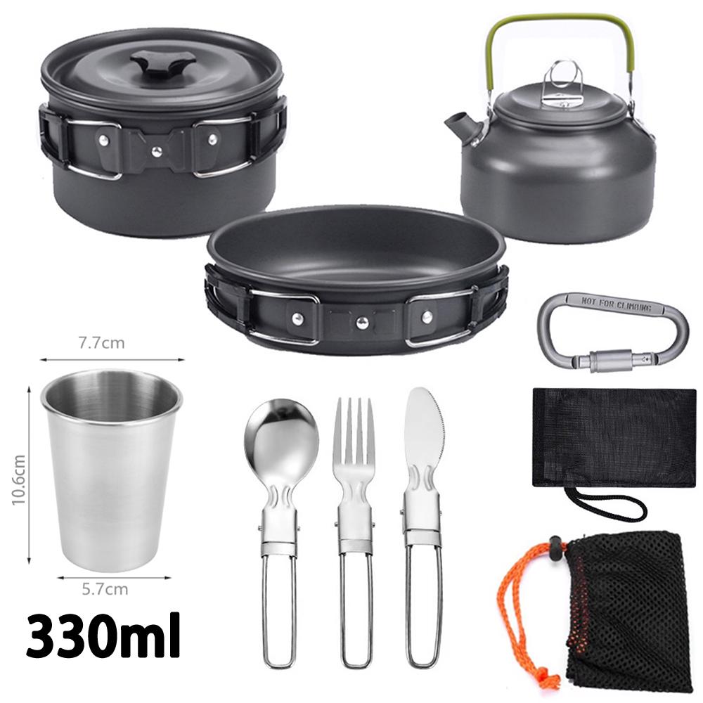 Camping Cookware Kit Foldable Outdoor Cooking Utensils Hard Alumina Save Space Equipment Heat-Resistance For 2-3 People Picnic